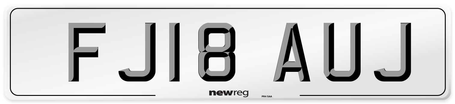 FJ18 AUJ Number Plate from New Reg